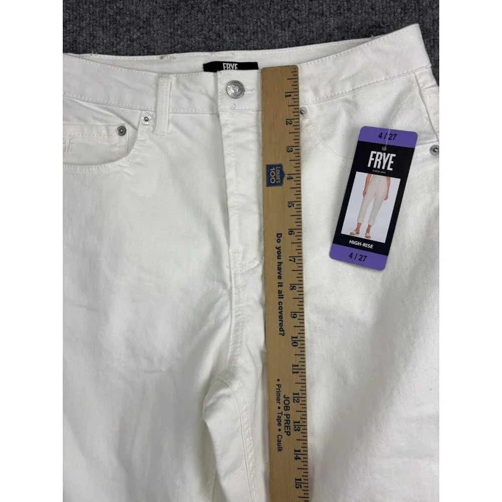 Frye Jeans Womens 4/27 White High Rise Stretch Denim‎ 5-Pocket Straight Leg Fit
